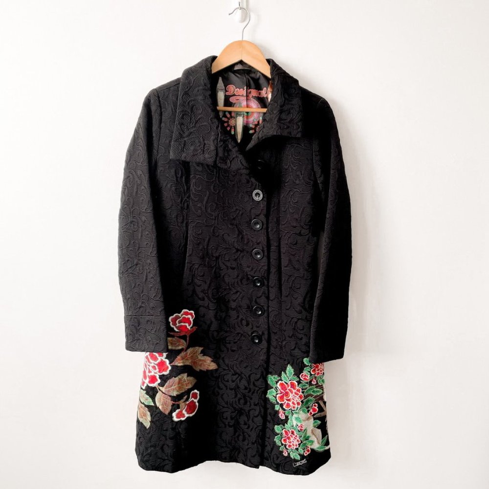 Desigual Embroidered Trench Coat EU 44 US 12